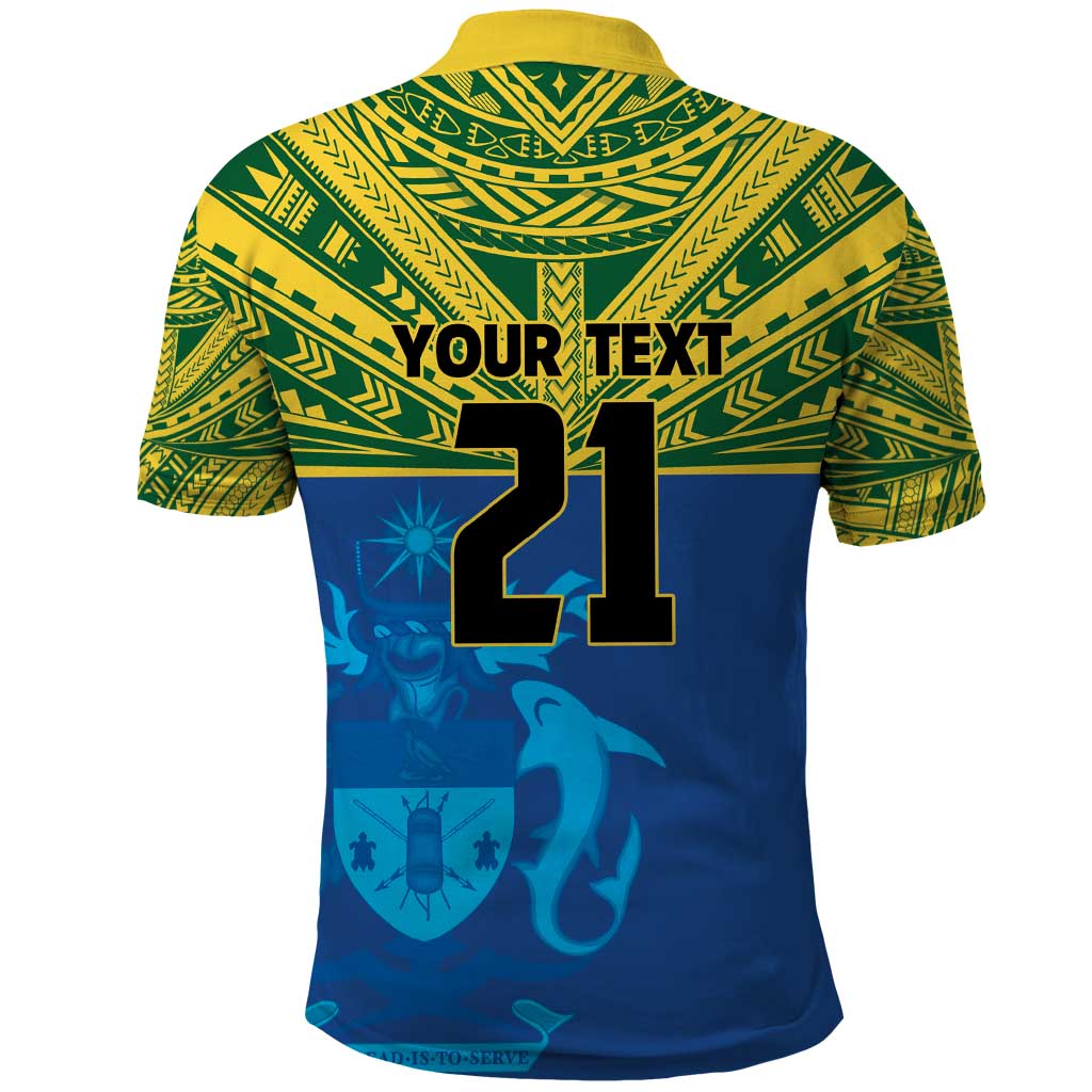 Solomon Islands Rugby Custom Polo Shirt Simple Coat of arm Polynesian Pattern