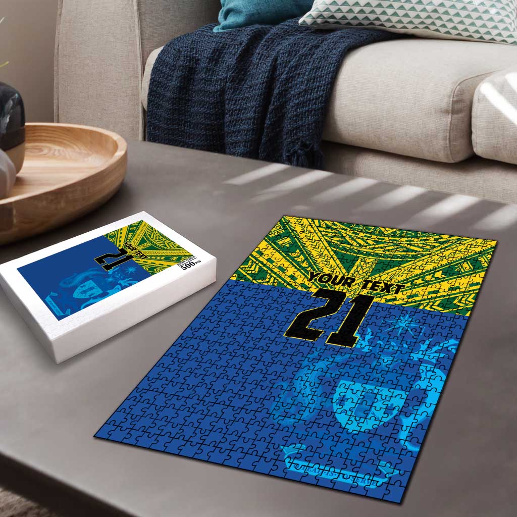 Solomon Islands Rugby Custom Puzzle Simple Coat of arm Polynesian Pattern - Polynesian Pride