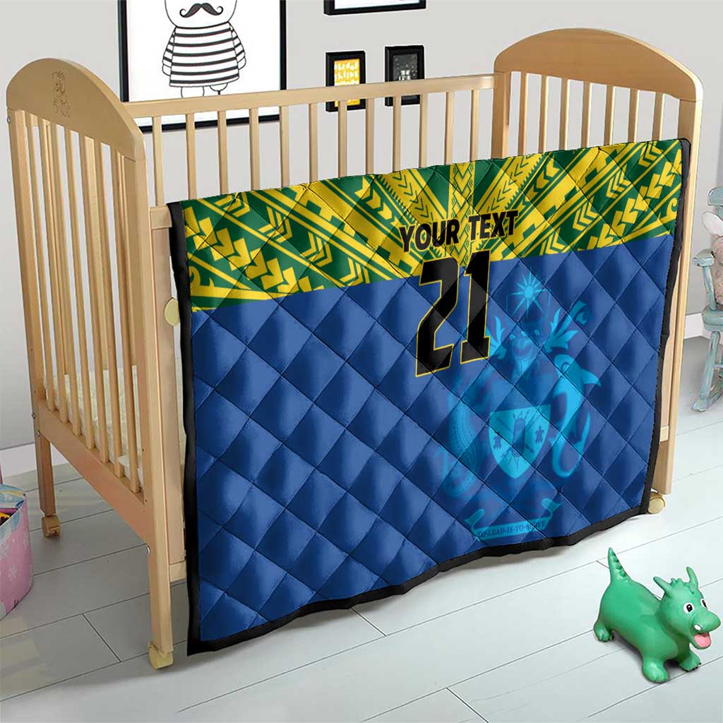 Solomon Islands Rugby Custom Quilt Simple Coat of arm Polynesian Pattern