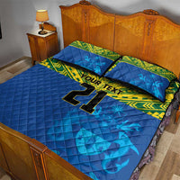 Solomon Islands Rugby Custom Quilt Bed Set Simple Coat of arm Polynesian Pattern