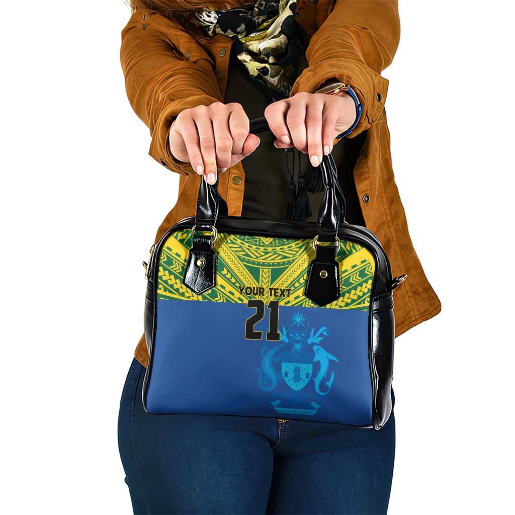 Solomon Islands Rugby Custom Shoulder Handbag Simple Coat of arm Polynesian Pattern