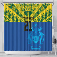 Solomon Islands Rugby Custom Shower Curtain Simple Coat of arm Polynesian Pattern