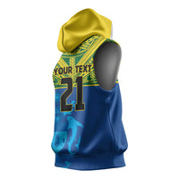 Solomon Islands Rugby Custom Sleeveless Hoodie Simple Coat of arm Polynesian Pattern - Polynesian Pride