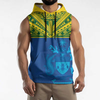 Solomon Islands Rugby Custom Sleeveless Hoodie Simple Coat of arm Polynesian Pattern - Polynesian Pride