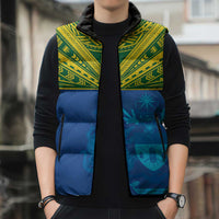 Solomon Islands Rugby Custom Sleeveless Puffer Jacket Simple Coat of arm Polynesian Pattern - Polynesian Pride