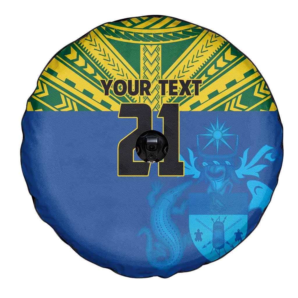 Solomon Islands Rugby Custom Spare Tire Cover Simple Coat of arm Polynesian Pattern