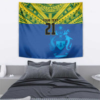 Solomon Islands Rugby Custom Tapestry Simple Coat of arm Polynesian Pattern