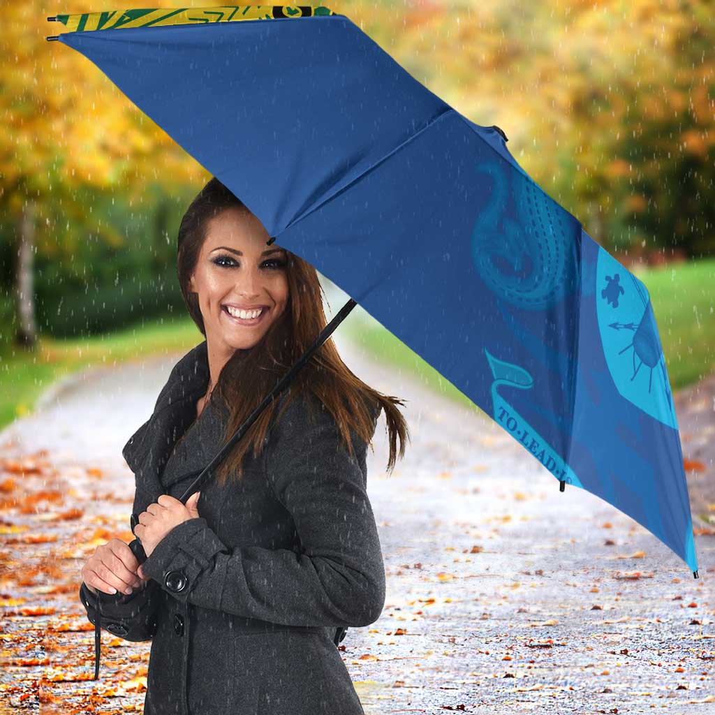 Solomon Islands Rugby Custom Umbrella Simple Coat of arm Polynesian Pattern - Polynesian Pride