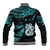 Matariki New Zealand Baseball Jacket Maori Manaia with Paua Shell - Aqua LT9 - Polynesian Pride