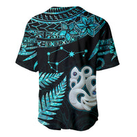 Matariki New Zealand Baseball Jersey Maori Manaia with Paua Shell - Aqua LT9 - Polynesian Pride