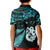 Matariki New Zealand Kid Polo Shirt Maori Manaia with Paua Shell - Aqua LT9 - Polynesian Pride