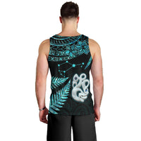 Matariki New Zealand Men Tank Top Maori Manaia with Paua Shell - Aqua LT9 - Polynesian Pride