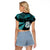 Matariki New Zealand Raglan Cropped T Shirt Maori Manaia with Paua Shell - Aqua LT9 - Polynesian Pride