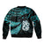 Matariki New Zealand Sleeve Zip Bomber Jacket Maori Manaia with Paua Shell - Aqua LT9 - Polynesian Pride