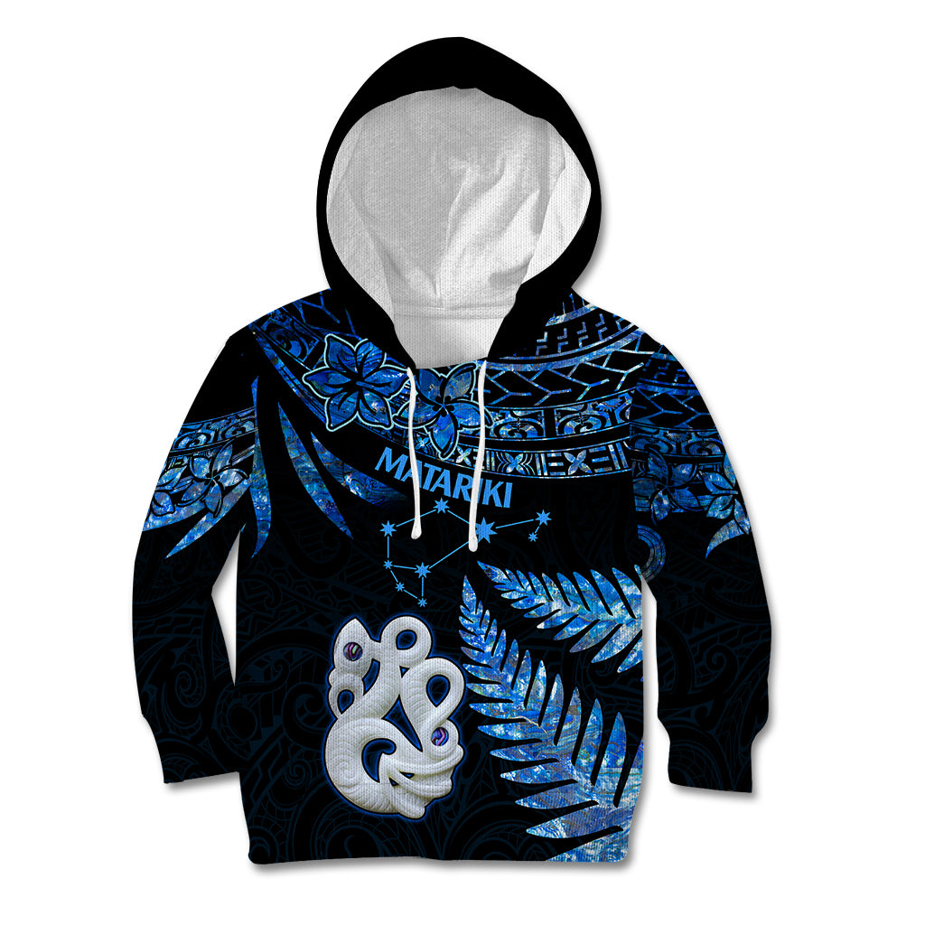 Matariki New Zealand Kid Hoodie Maori Manaia with Paua Shell - Blue LT9 Hoodie Blue - Polynesian Pride