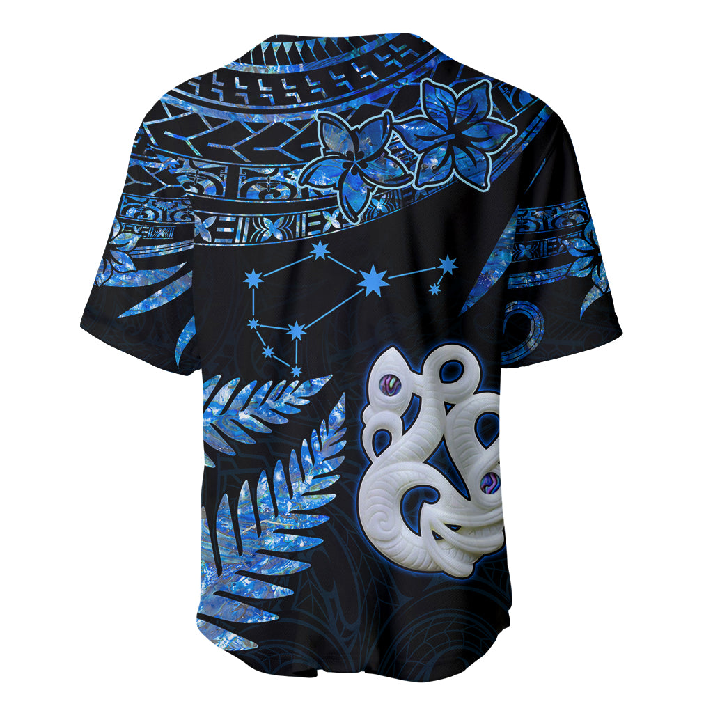 Custom Matariki New Zealand Baseball Jersey Maori Manaia with Paua Shell - Blue LT9 - Polynesian Pride