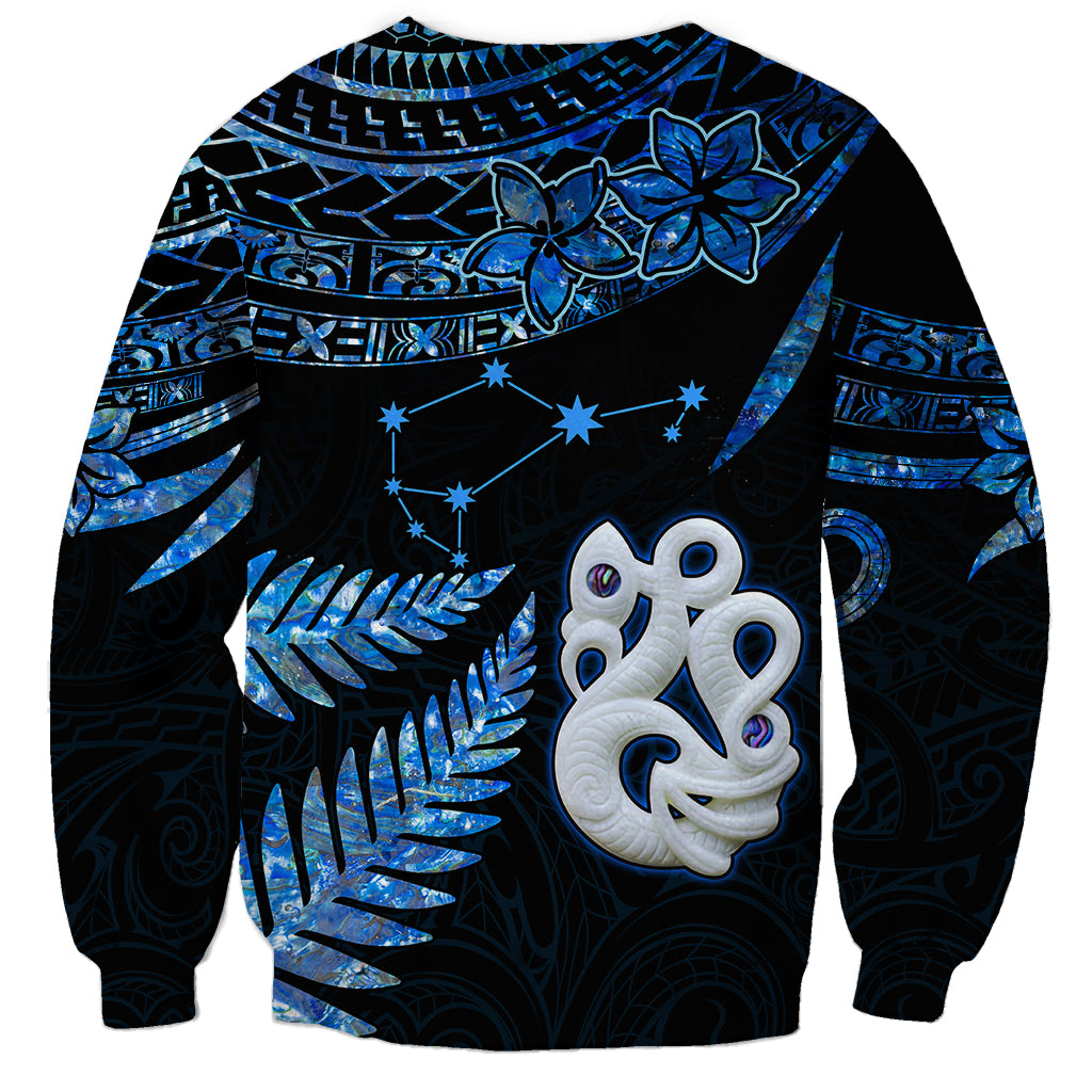 Custom Matariki New Zealand Sweatshirt Maori Manaia with Paua Shell - Blue LT9 - Polynesian Pride