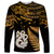 Maori Long Sleeve Shirt Matariki Stars Manaia with Paua Shell - Gold LT9 Unisex Gold - Polynesian Pride