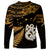 Maori Long Sleeve Shirt Matariki Stars Manaia with Paua Shell - Gold LT9 - Polynesian Pride