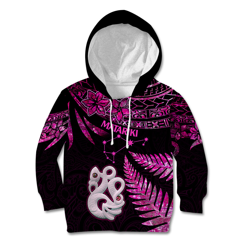 New Zealand Kid Hoodie Matariki NZ Manaia with Paua Shell - Pink LT9 Hoodie Pink - Polynesian Pride