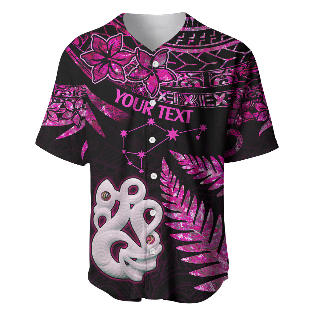 Custom New Zealand Baseball Jersey Matariki NZ Manaia with Paua Shell - Pink LT9 Pink - Polynesian Pride