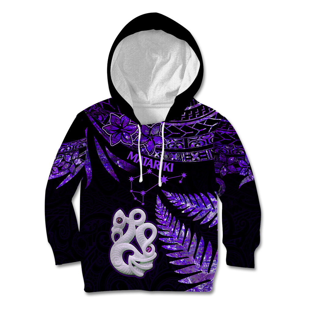 New Zealand Kid Hoodie Matariki NZ Manaia with Paua Shell - Purple LT9 Hoodie Purple - Polynesian Pride