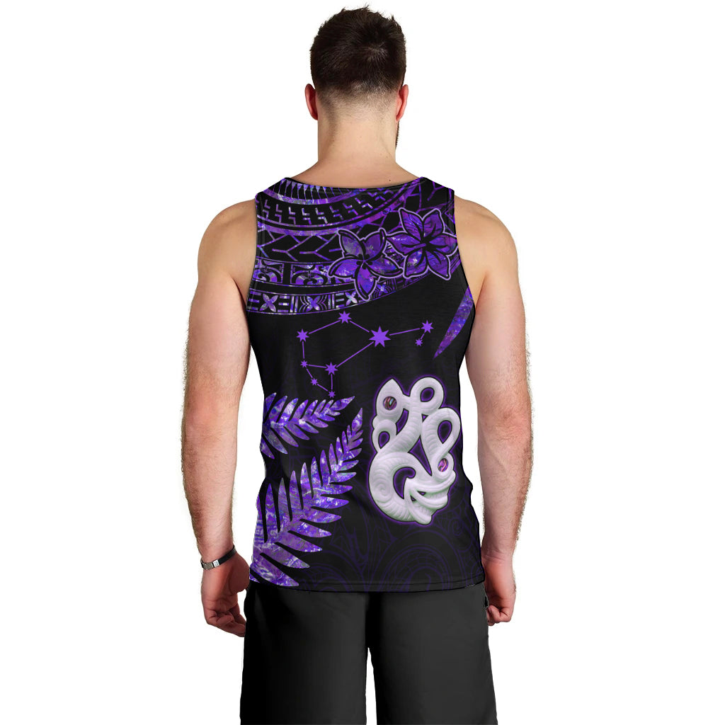 New Zealand Men Tank Top Matariki NZ Manaia with Paua Shell - Purple LT9 - Polynesian Pride