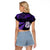 New Zealand Raglan Cropped T Shirt Matariki NZ Manaia with Paua Shell - Purple LT9 - Polynesian Pride