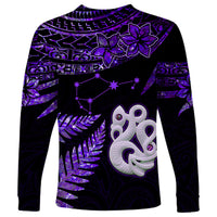Custom New Zealand Long Sleeve Shirt Matariki NZ Manaia with Paua Shell - Purple LT9 - Polynesian Pride