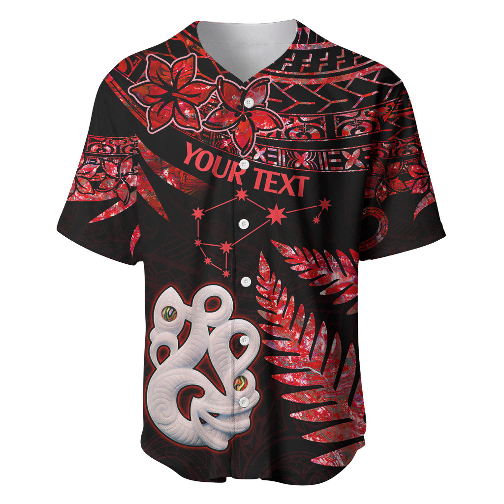 Custom Matariki Baseball Jersey NZ New Year Manaia with Paua Shell - Red LT9 Red - Polynesian Pride