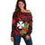 Wallis and Futuna Off Shoulder Sweater Happy Territory Day LT9 Women Red - Polynesian Pride