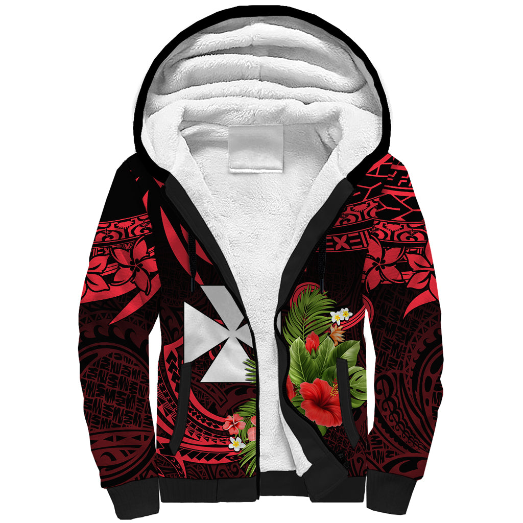 Custom Wallis and Futuna Sherpa Hoodie Happy Territory Day LT9 Unisex Red - Polynesian Pride