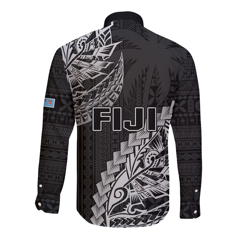 Fiji Rugby Long Sleeve Button Shirt Kaiviti Fijian Tribal World Cup Black LT9 - Polynesian Pride