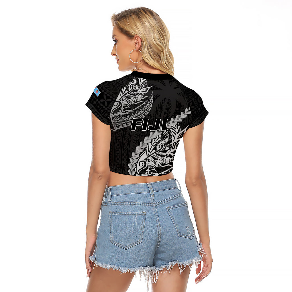 Fiji Rugby Raglan Cropped T Shirt Kaiviti Fijian Tribal World Cup Black LT9 - Polynesian Pride