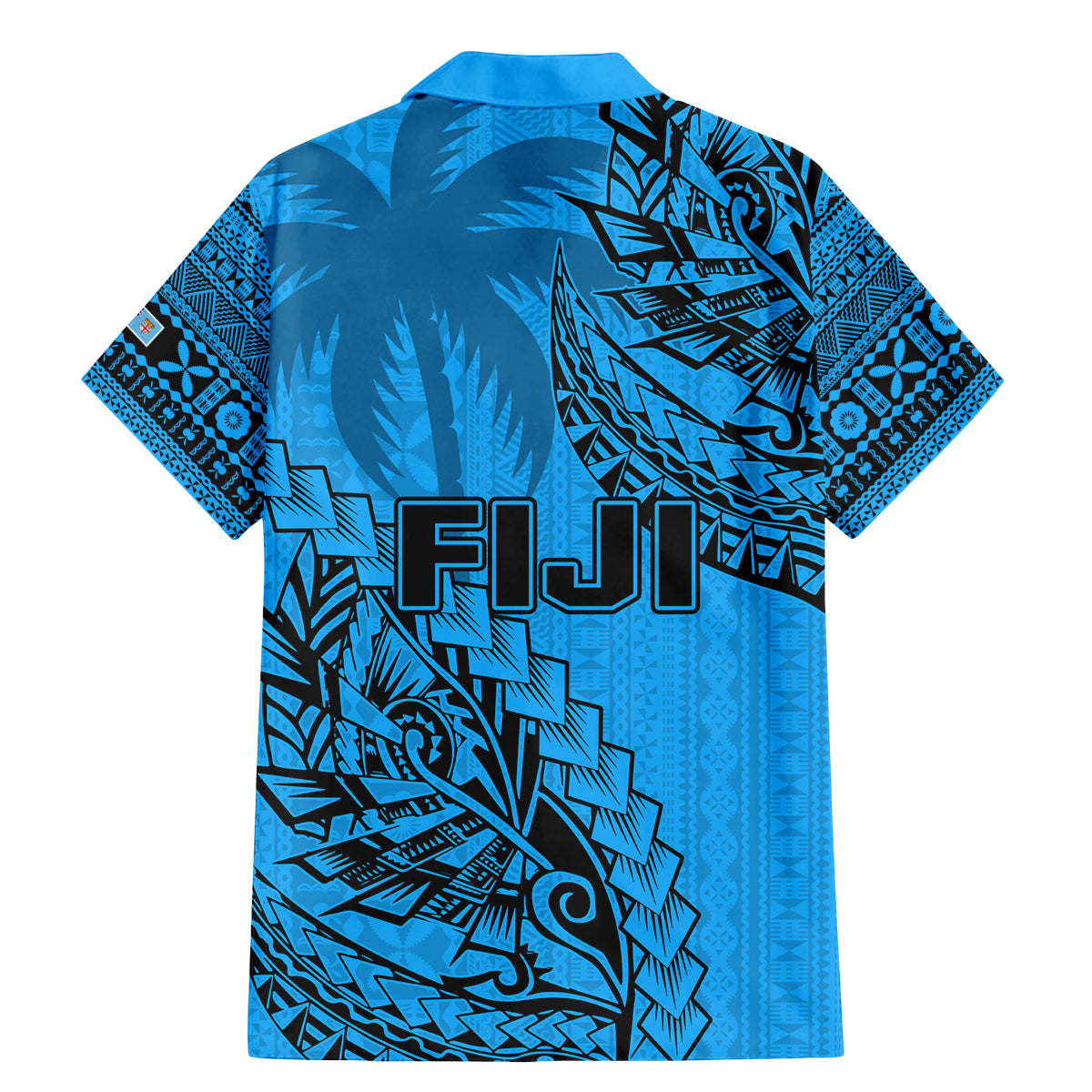 Fiji Rugby Family Matching Mermaid Dress and Hawaiian Shirt Kaiviti Fijian Tribal World Cup Blue No1 LT9 - Polynesian Pride