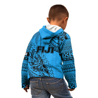 Fiji Rugby Kid Hoodie Kaiviti Fijian Tribal World Cup Blue No1 LT9 - Polynesian Pride