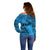 Fiji Rugby Off Shoulder Sweater Kaiviti Fijian Tribal World Cup Blue No1 LT9 - Polynesian Pride