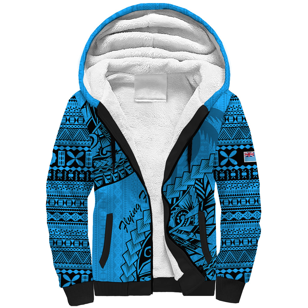 Fiji Rugby Sherpa Hoodie Kaiviti Fijian Tribal World Cup Blue No1 LT9 Unisex Blue - Polynesian Pride