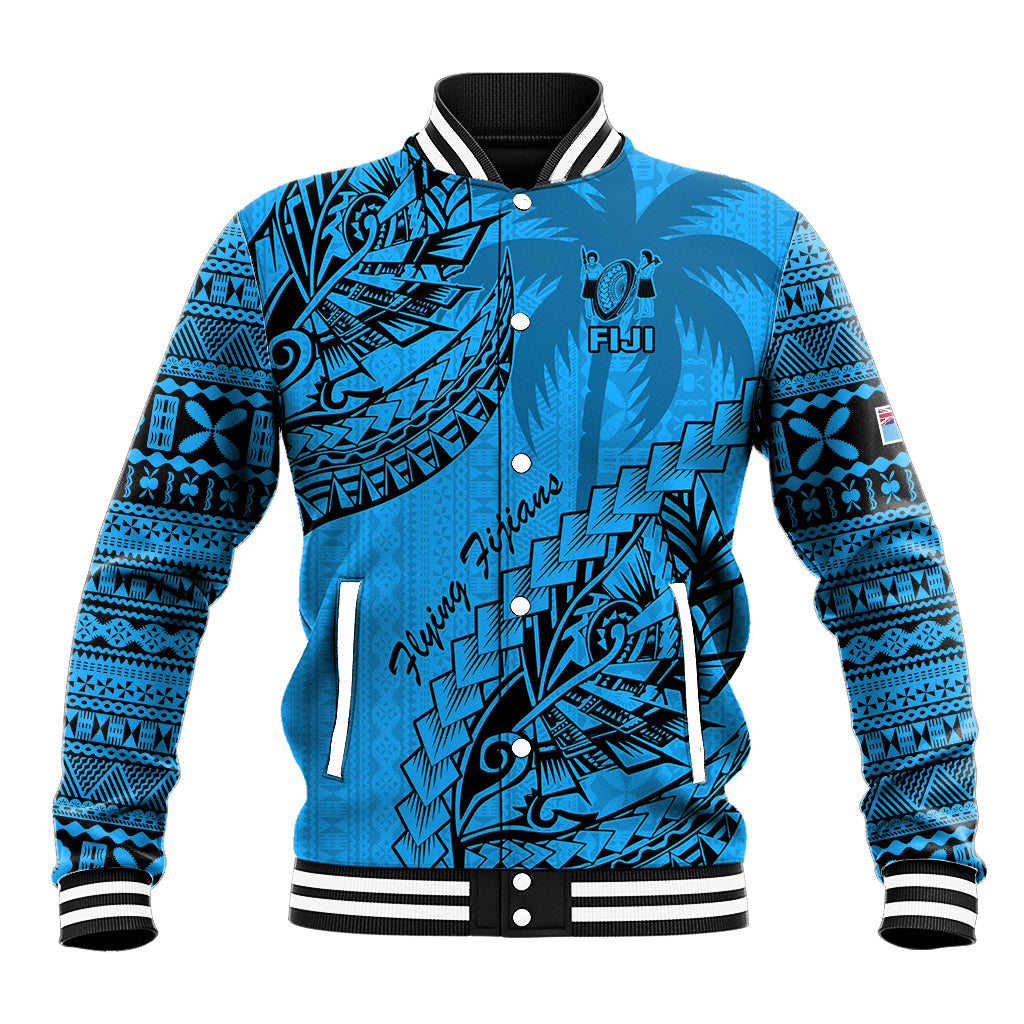 Custom Fiji Rugby Baseball Jacket Kaiviti Fijian Tribal World Cup Blue No1 LT9 Unisex Blue - Polynesian Pride