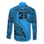 Custom Fiji Rugby Long Sleeve Button Shirt Kaiviti Fijian Tribal World Cup Blue No1 LT9 - Polynesian Pride