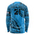 Custom Fiji Rugby Long Sleeve Shirt Kaiviti Fijian Tribal World Cup Blue No1 LT9 - Polynesian Pride