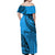 Custom Fiji Rugby Off Shoulder Maxi Dress Kaiviti Fijian Tribal World Cup Blue No1 LT9 - Polynesian Pride