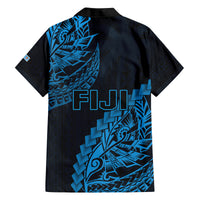 Fiji Rugby Family Matching Long Sleeve Bodycon Dress and Hawaiian Shirt Kaiviti Fijian Tribal World Cup Blue No2 LT9 - Polynesian Pride