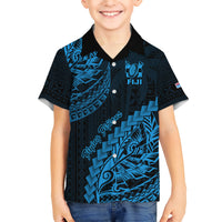 Fiji Rugby Kid Hawaiian Shirt Kaiviti Fijian Tribal World Cup Blue No2 LT9 Kid Blue - Polynesian Pride