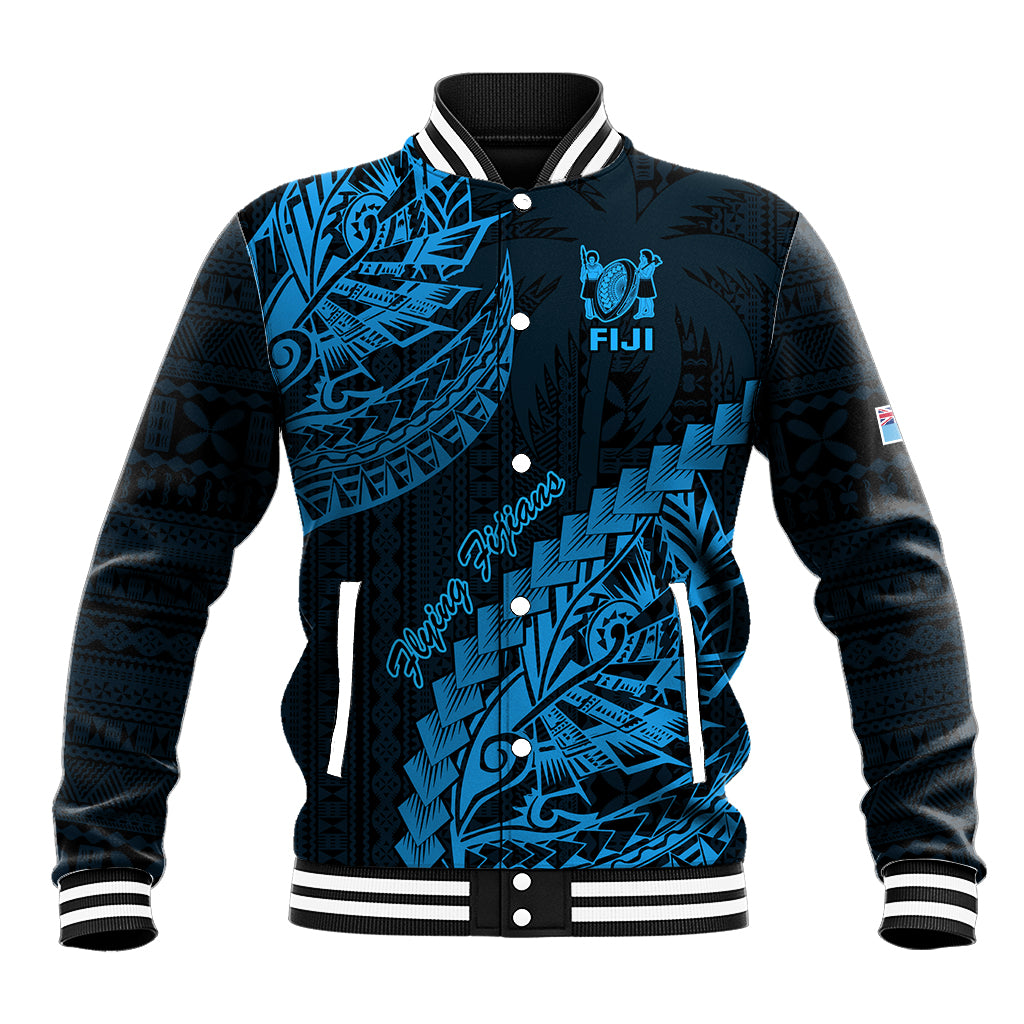 Custom Fiji Rugby Baseball Jacket Kaiviti Fijian Tribal World Cup Blue No2 LT9 Unisex Blue - Polynesian Pride