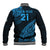 Custom Fiji Rugby Baseball Jacket Kaiviti Fijian Tribal World Cup Blue No2 LT9 - Polynesian Pride