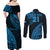 Custom Fiji Rugby Couples Matching Off Shoulder Maxi Dress and Long Sleeve Button Shirt Kaiviti Fijian Tribal World Cup Blue No2 LT9 - Polynesian Pride