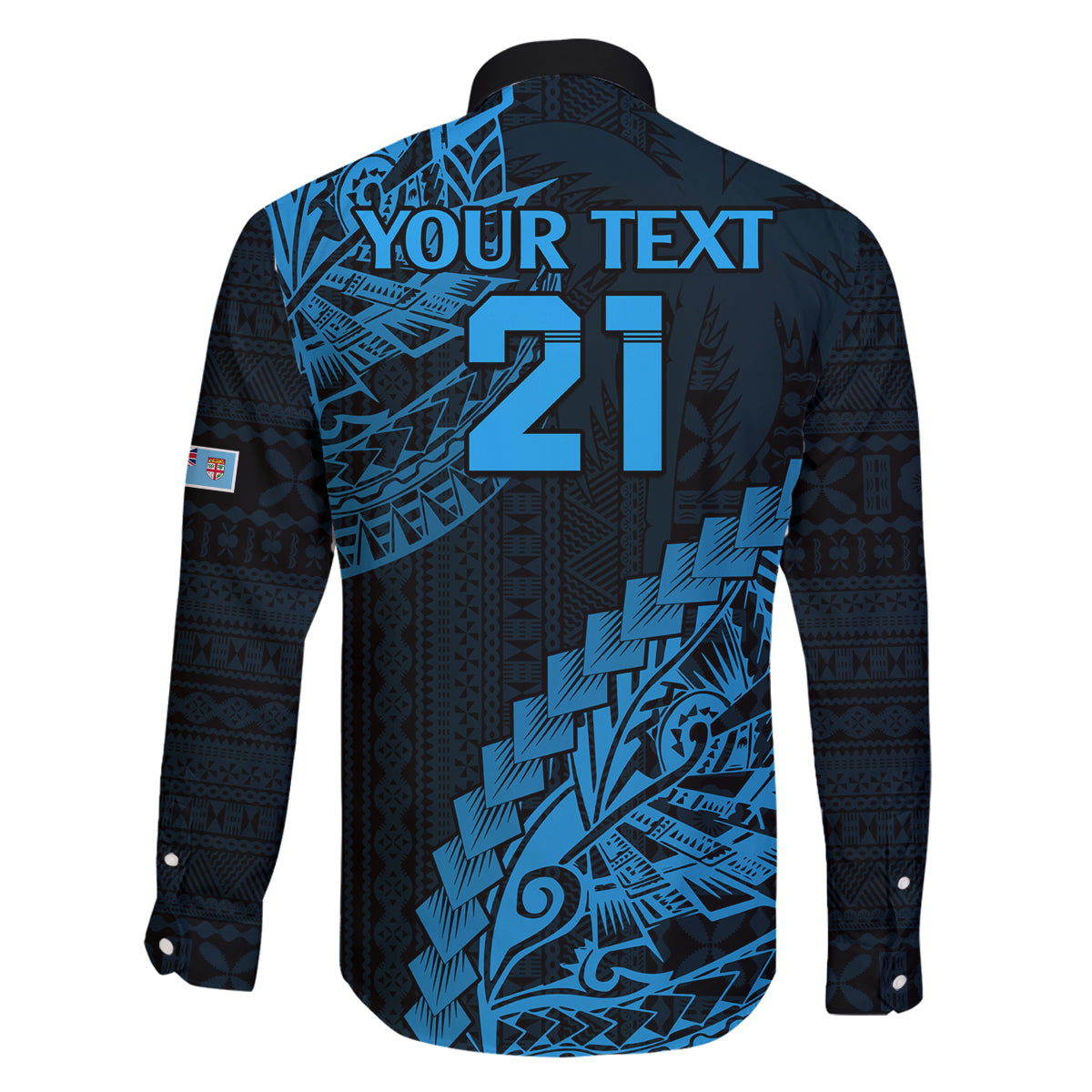 Custom Fiji Rugby Family Matching Off Shoulder Long Sleeve Dress and Hawaiian Shirt Kaiviti Fijian Tribal World Cup Blue No2 LT9 - Polynesian Pride