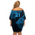 Custom Fiji Rugby Family Matching Off Shoulder Short Dress and Hawaiian Shirt Kaiviti Fijian Tribal World Cup Blue No2 LT9 - Polynesian Pride