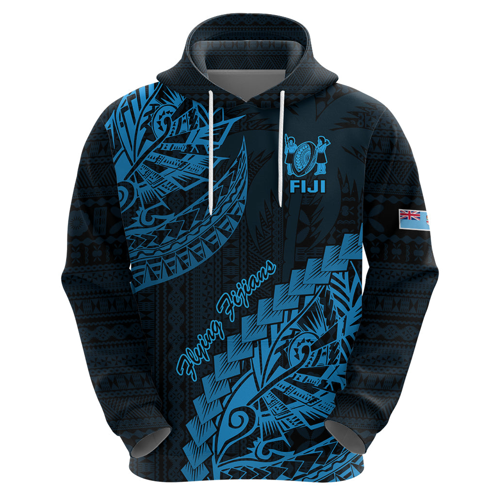 Custom Fiji Rugby Hoodie Kaiviti Fijian Tribal World Cup Blue No2 LT9 - Polynesian Pride